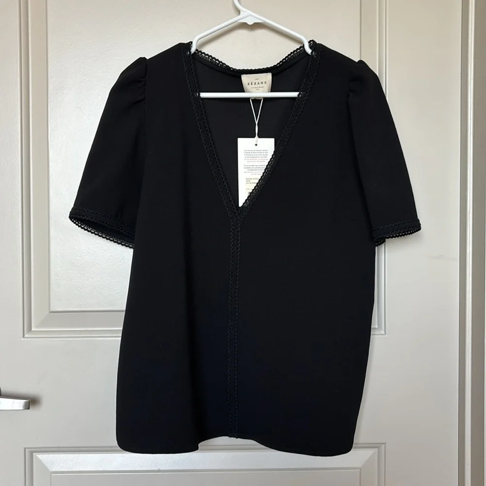 Sezane Valencia Blouse Black - Size 40 - Picture 2 of 8